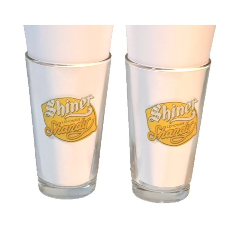 2‎ Shiner Lemonade Shandy 16 Oz Pint Glasses - Shiner Bock, Spoetzl Brewery, TX